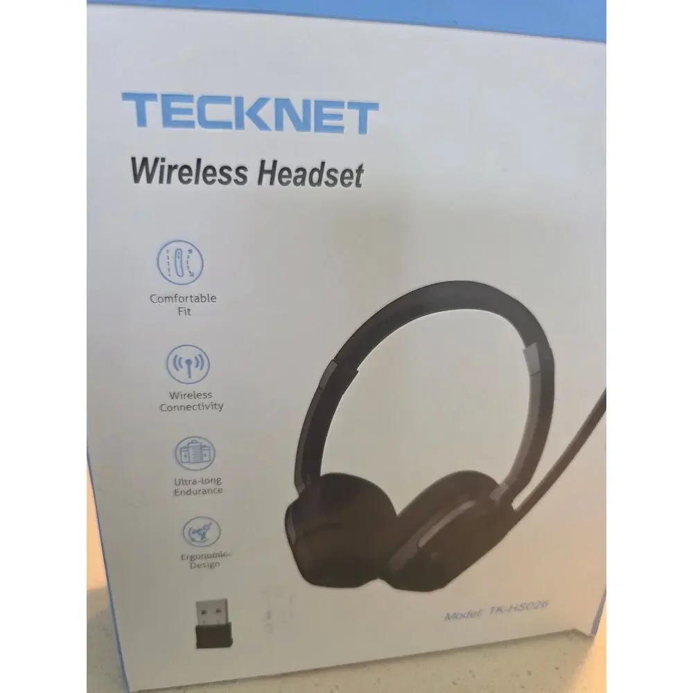 Wireless Headset with 50H Playtime & Mute for Office or Truckers